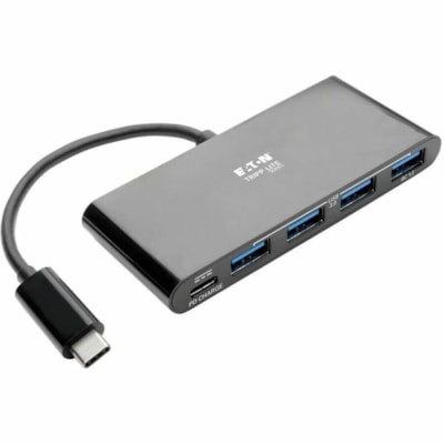 Tripp Lite series 4-Port USB 3.1 Hub, 4x USB-A, Thunderbolt 3-PD Charging, Black - USB Type C - External - 4 USB Port(s) - 4 USB 3.0 Port(s) - PC, Mac Hub  USB-C to (x4) USB-A  with  USB-C Charging Port