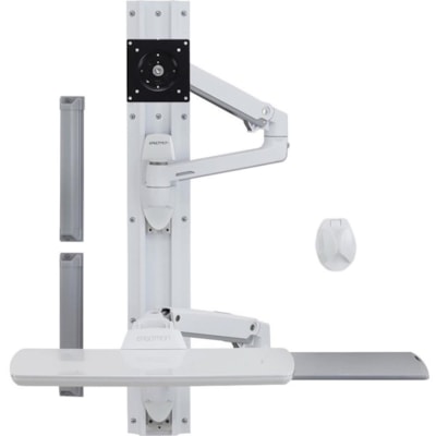 Ergotron Wall Mount Track for Keyboard, LCD Monitor, Mouse - White - 1 Display(s) Supported - 32" Screen Support - 30 lb (13607.77 g) Load Capacity - 75 x 75, 100 x 100 unt System without CPU Holder (white)