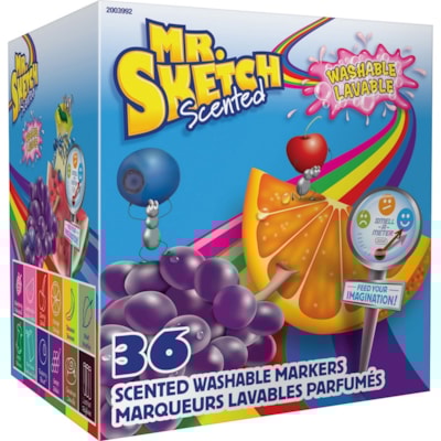 Mr. Sketch Scented Washable Markers - Chisel Marker Point - Washable - Assorted Ink - 36 / Set SCENTED  36PK ASSORTED COLOURS WASHABLE  NON TOXIC