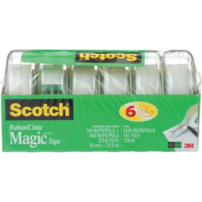 Scotch Magic(tm) Gift Craft Tape, M850-6MP-ESF, 0.75 in x 23.6 yd - 2 ft (0.6 m) Length x 0.75" (19.1 mm) Width - 6 / Pack 3/4" X 850"  6 PK DISPENSERED  REFILLABLE