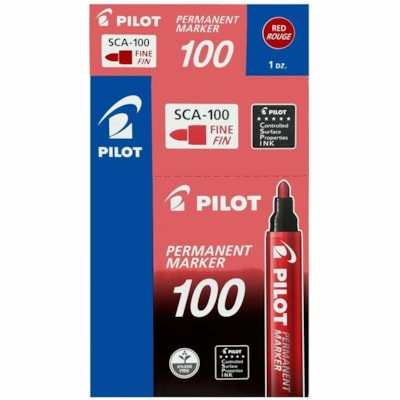 Pilot - 100 marqueurs permanents à pointe ogive - Ogive Pointe de marqueur - Ink Rouge - 12 / boîte PTE CONIQUE FINE 1.0MM 