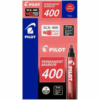 Pilot - 400 marqueurs permanents à pointe biseautée - Pointe biseautée Pointe de marqueur - Ink Rouge - 12 / boîte POINTE BISEAUTEE 1.5MM - 4.0MM 