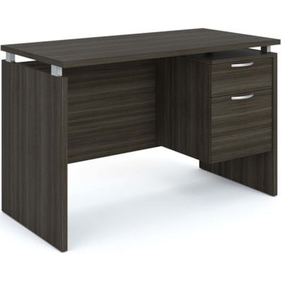 Heartwood Mira Desk - 2-Drawer - 48" (1219.20 mm) x 24" (609.60 mm) x 29" (736.60 mm) - 2 x Box, File Drawer(s) - Single Pedestal - Finish: Gray Dusk GREY DUSK FINISH 48"W X 24"D X 29"H