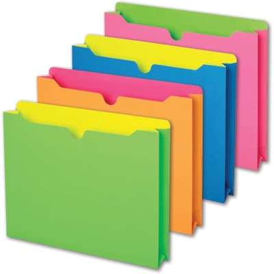 Pendaflex Full Tab Cut Letter File Jacket - 8 1/2" (215.90 mm) x 11" (279.40 mm) - Assorted Neon - 10 / Pack 10PK: ASSORTED COLOURS 