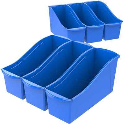 Storex Book Bin Set - 7" (177.80 mm) Height x 5.3" (134.62 mm) Width14.3" (363.22 mm) Length - Blue - Plastic - 6 / Carton BLUE 