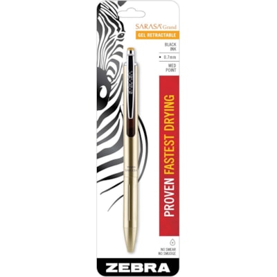 Zebra Pen Sarasa Grand Retractable Gel Pens - 0.7 mm (0.03") Pen Point - Refillable - Retractable - Liquid Gel Ink - Brass Barrel - 1 / Pack MEDIUM POINT BLACK INK 