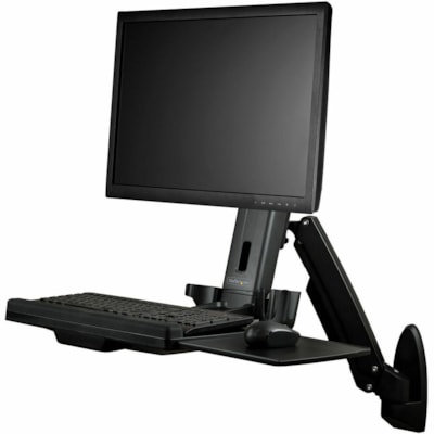 StarTech.com Wall Mount Workstation, Full Motion Standing Desk, Ergonomic Height Adjustable Monitor & Keyboard Tray Arm, For VESA Display - Ergonomic wall-mount workstation - Up to 17lb VESA monitor (incl ultrawide) - Foldable wall mounted standing desk - Articulating height adjustable arm for monit on - Up to 17lb VESA monitor ( incl ultrawide) - Fo