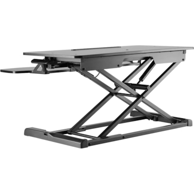 Amer Mounts Sit-Stand Integrated Desk Workstation - 33.07 lb (15000 g) Load Capacity - 19.70" (500.38 mm) Height x 24.20" (614.68 mm) Width - Desktop - Chipboard, Steel, Plastic - Black Stand Desk Computer Riser. Con vert any desk to a v