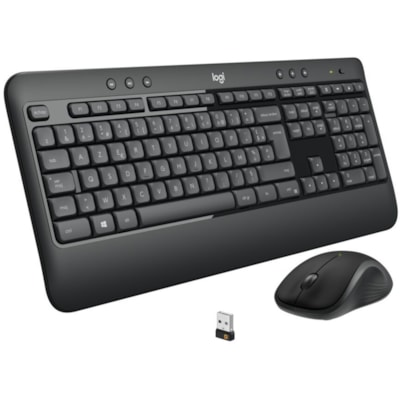 Logitech MK540 Advanced Wireless Keyboard and Mouse Combo for Windows (French Layout) - USB Wireless RF Keyboard - French - USB Wireless RF Mouse - Optical - 1000 dpi - Scroll Wheel - QWERTY - Media Player, Calculator, On/Off Switch, Battery Hot Key(s) - Symmetrical - AA - Compatible with Desktop Co  