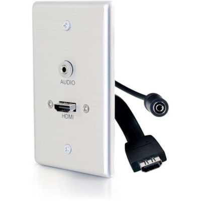 C2G Plaque avant 39871 - 1-gang - Fixation murale - Aluminium brossé - Aluminium, Chlorure de polyvinyle (PVC). - 1 x Port(s) HDMI - 1 x Port(s) mini-phone I Wall Plate With 3.5mm Audio Aluminum