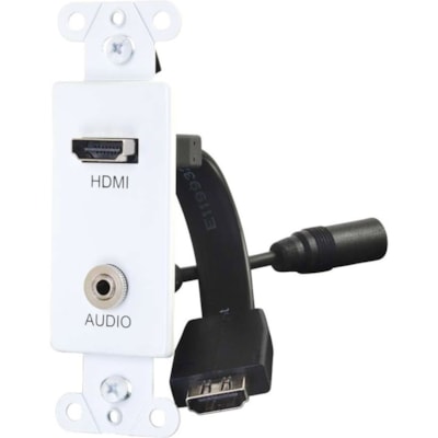 C2G Plaque avant 39872 - Fixation murale - Blanc - Chlorure de polyvinyle (PVC). - 1 x Port(s) HDMI - 1 x Port(s) mini-phone  Plate With HDMI Pigtail and 3 .5mm White