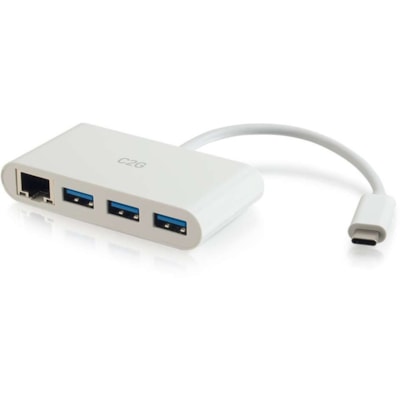 Legrand AV C2G USB C Ethernet and 3 Port USB A Hub White - U SB C Hub - USB Hub -