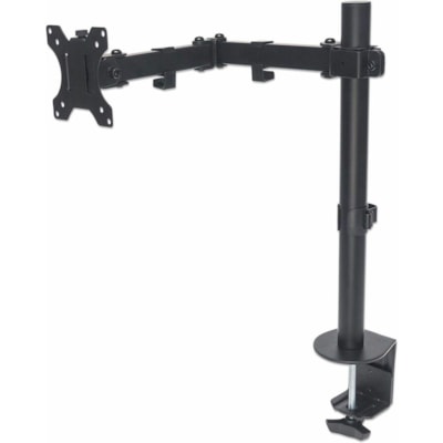 Manhattan 461542 Desk Mount for Monitor, LCD Monitor, Display, TV, Display Screen, LCD Display - Black - Height Adjustable - 1 Display(s) Supported - 10" to 32" Screen Support - 17.64 lb (8000 g) Load Capacity - 75 x 75, 100 x 100 - VESA Mount Compatible - Steel, Cast Metal - 1 unt with Double-Link Swing Arm  Holds One 13in to 3