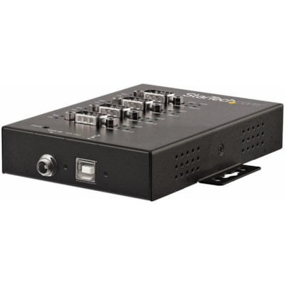 StarTech.com USB to RS232/RS485/RS422 4 Port Serial Hub Adapter - Industrial Metal USB 2.0 to DB9 Serial Converter - Din Rail Mountable - Industrial 4 port serial hub 15kV Level 4 ESD - IP30 rating metal USB to serial adapter converter w/ each DB9 port set to RS232/RS422/RS485(2wire/4wire) baud rate 5kV Level 4 ESD - IP30 rating metal USB to serial