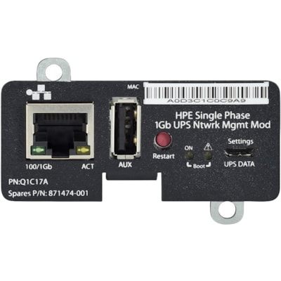 HPE Single Phase 1Gb UPS Network Management Module - 1 x Network (RJ-45) Port(s) - Serial  PERP 