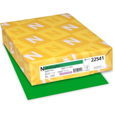 Astrobrights - Papier couleur 22541 - format lettre - 8 1/2 po (215,90 mm) x 11 po (279,40 mm) - 24 lb (10886,22 g) Poids de Base - Green Seal - Sans acide, Sans lignine, Heavyweight - Vert gamma - 500 / Ramette FSC LASER JET D'ENCRE GARANTIE GAMMA VERT