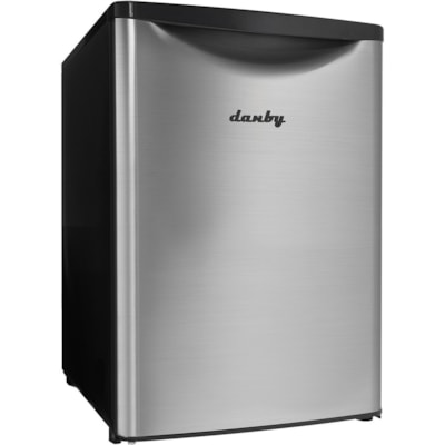 Danby 2.6 Cu.ft Compact Refrigerator - 73.62 L - Auto-defrost - Worktop - Reversible - 73.62 L Net Refrigerator Capacity - 253 kWh per Year - Gray, Silver - Spotless Steel - Stainless Steel - Freestanding - LED Light 73 L COMPACT ALL REFRIGERATOR ENERGY STAR COMPLIANT