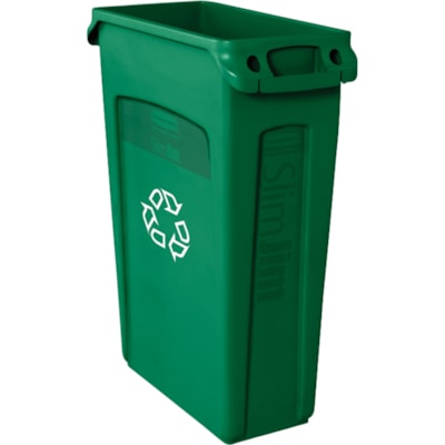 Rubbermaid 3540-07 Slim Jim with Venting Channels - Recycling - 23 gal (87064.471032 mL) Capacity - Rectangular - 30" Height x 22" Width x 11" Depth - Plastic - Green - 4  