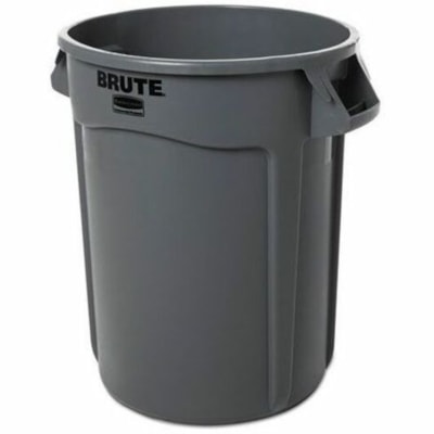 Rubbermaid Commercial 2632 32 Gallon BRUTE Container - 121.13 L Capacity - Round - Crack Resistant, Crush Resistant, Fade Resistant, Warp Resistant, UV Resistant, Dent Resistant, Chemical Resistant - 27.8" (706.12 mm) Height x 21.9" (556.26 mm) Width x 21.9" (556.26 mm) Diameter - Plastic - Gray - 6 W/O LID  GREY 