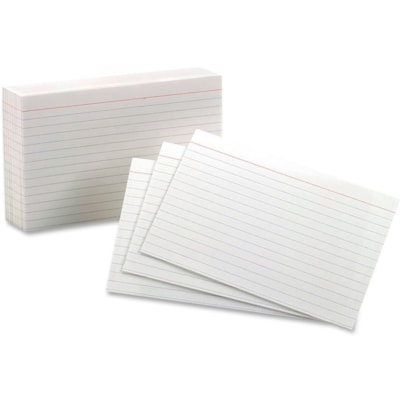 Oxford Ruled Index Cards - 4" (101.60 mm) x 6" (152.40 mm) - 85 lb (38555.35 g) Basis Weight - White - 100 / Pack  