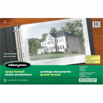 Wilson Jones - Protecteur de feuille 7891012703 - Pour 11 po (279,40 mm) x 17 po (431,80 mm) Feuilles - Chargement par le dessus - 10 / emballage GRAND FORMAT 11X17PO 10/PAQUET 3 TROUS  UTILISER AVEC 136010