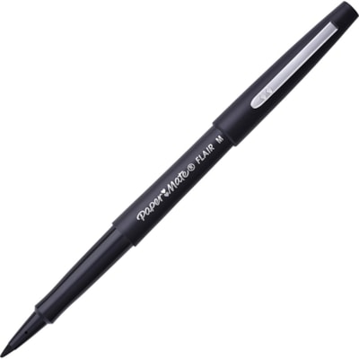 Paper Mate® Flair® Markers - Medium Pen Point - Black Ink - Black Barrel - 12 / Box MEDIUM TIP 