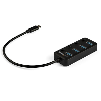StarTech.com 4 Port USB C Hub - 4x USB 3.0 Type-A with Individual On/Off Port Switches - SuperSpeed 5Gbps USB 3.2 Gen 1 - Bus Powered - Bus-powered 4 port hub with individual port switches - USB-C to 4x USB Type-A ports - SuperSpeed 5Gbps (USB 3.2/USB 3.1 Gen 1 or USB 3.0) - 15W/3A@5V of power - On/  PERP 
