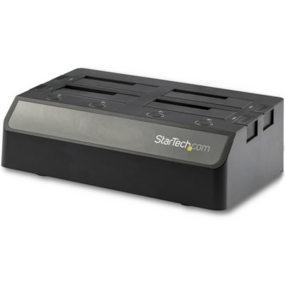 StarTech.com 4-Bay USB 3.1 to SATA Hard Drive Docking Station, 2.5/3.5" SATA III (6Gbps) SSD/HDD Dock, 10Gbps Top Loading Drive Bay - Quad-Bay Hard Drive Dock for 2.5" / 3.5" SATA drives; SATA III (6.0 Gbps) HDD/SSD; USB 3.2 Gen 2 (10 Gbps); Dual 60mm Fans; Top-Loading Drive Bay w/ Dust Covers and E r SSDs/HDDs simultaneously  an d swap drives in and