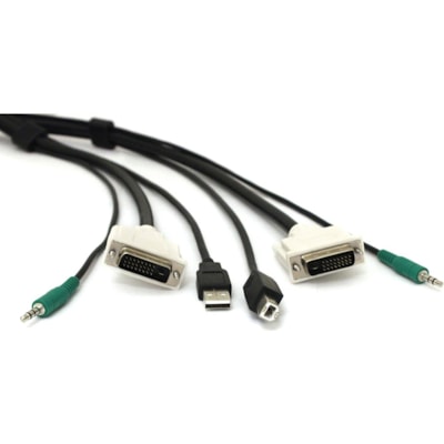 Black Box DVI KVM Cable - USB A-B, 3.5mm Audio, 6-ft. (1.8-m) - 6 ft (1.83 m) KVM Cable for KVM Switch - First End: 1 x 25-pin DVI-D Digital Video - Male, 1 x 4-pin USB 2.0 Type A - Male, 1 x Mini-phone Audio - Male - Second End: 1 x 25-pin DVI-D Digital Video - Male, 1 x 4-pin USB Type B - Male, 1  USB 1 DualLink DVI 1 Audio 6FT 