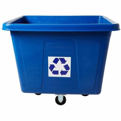 Rubbermaid Commercial - Poubelle - 151,42 L Capacité - Cube - Pour Commercial - À charnière, Roulette, Résistantes - hauteur de 37 po (939,80 mm) x largeur de 43,7 po (1109,98 mm) x profondeur de 31 po (787,40 mm) - Métal, Plastique - Bleu CAPACITÉ DE 500LB  BLEU 43-3/4" X 31" X 37"