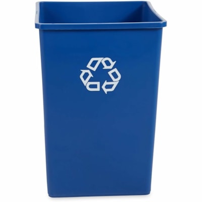 Rubbermaid Commercial - Poubelle - 132,49 L Capacité - Pour Intérieur, Extérieur, Industriel - Résistantes, Résistant aux fissures, Sans contact - hauteur de 27,6 po (701,04 mm) x largeur de 19,5 po (495,30 mm) x profondeur de 19,5 po (495,30 mm) - Plastique - Bleu POUR RECYCLAGE 