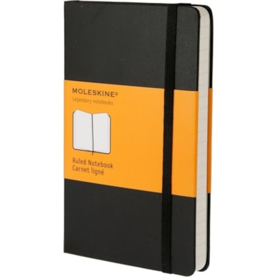 Moleskine Ruled Notebook - Large - 240 Pages - Ruled Front Ruling - 8.27" (210 mm) Height x 5.12" (130 mm) Width - Cardboard Cover - Rounded Corner, Acid-free, Bookmark, Elastic Closure, Expandable Pocket 5" X 8-1/4" - 240 PAGES 