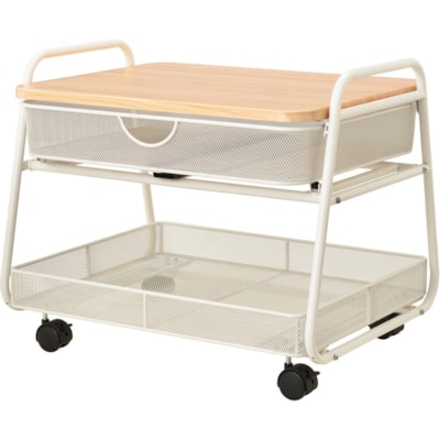 Safco Onyx Under Desk Machine Stand - 100 lb (45359.24 g) Load Capacity - 17.50" (444.50 mm) Height x 21" (533.40 mm) Width x 16" (406.40 mm) Depth - Wood, Steel - White, Natural UNDER DESK  WHITE 