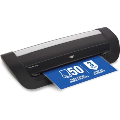 Swingline GBC Fusion Plus Laminator - Pouch - 8.50" (215.90 mm) Lamination Width - 10 mil (0.25 mm) Lamination Thickness - 4.75" (120.65 mm) Height x 22.75" (577.85 mm) Width 47"/MIN THRU SPED.60SEC WARMUP HOT & COLD 3-10 MIL CAP BLK