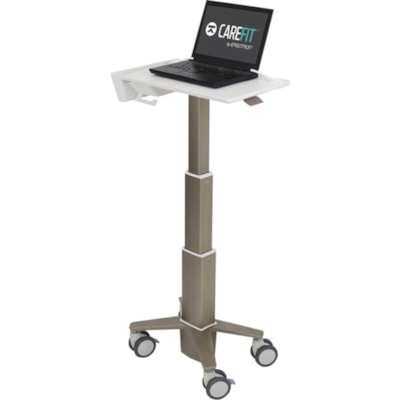 Ergotron CareFit Slim Laptop Cart - 12 lb (5443.11 g) Capacity - 4 Casters - 4" (101.60 mm) Caster Size - Plastic, Zinc Plated Steel, Aluminum - White, Warm Gray - 17.3" Screen Supported im Medical Laptop Cart  non-po wered - White  Warm