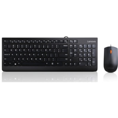 Lenovo 300 USB Combo Keyboard & Mouse - US English - USB Cable Keyboard - English (US) - Black - USB Cable Mouse - Optical - 1600 dpi - Scroll Wheel - Black - Symmetrical - Compatible with PC - Retail - 1 Each  ACCS 