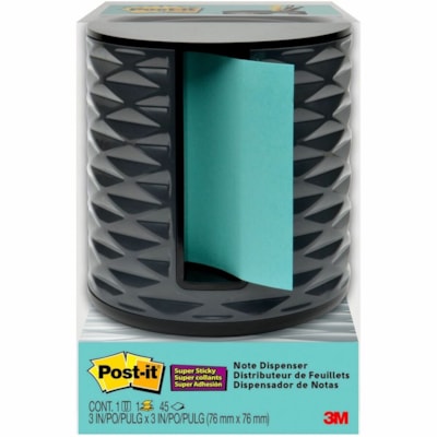 Post-it® Note Dispenser - 3" (76.20 mm) x 3" (76.20 mm) Note - Black WITH ONE 3"X3" POP-UP NOTE PAD 45 SHEETS/PAD