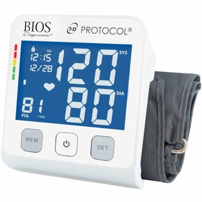 Bios Diagnostics Blood Pressure Monitor - BP Level Indicator, Large Display, Time Function, Date Function, Alarm, Irregular Heartbeat Detection 2 USERS  STORES 90 READINGS 