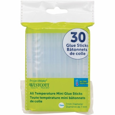 Westcott All Temperature Mini Glue Sticks - 30 / Pack 7MM DIAMETER 