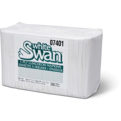 White Swan 1-ply Luncheon Napkins - 1 Ply - 4 Fold - 11" (279.40 mm) Width x 13" (330.20 mm) Length - White - 500 / Pack - 500 / Pack 1PLY 1/4 FOLD WHITE 500/PK 