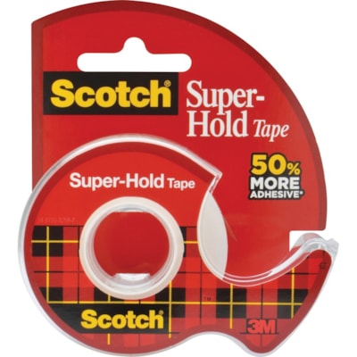 Scotch Super-Hold Invisible Tape - 18 yd (16.5 m) Length x 0.75" (19 mm) Width - Clear - Dispenser Included - 1 Each 3/4IN X 650IN 50% MORE ADHESIVE