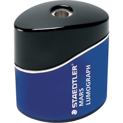 Staedtler Single Hole Oval Pencil Sharpener - Portable - 1 Hole(s) - Metal - Blue - 1 Each OVAL METAL SHARPENER WITH SHAVINGS CONTAINER STAEDTLER