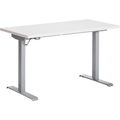 Global Foli PH3T3060 Standing Desk - Designer White Rectangle Top - Powder Coated Silver T-shaped Base - 2 Legs - 220 lb (99.79 kg) Capacity - 22.6" (574.04 mm) to 48.6" (1234.44 mm) Adjustment x 60" (1524 mm) Table Top Width x 30" (762 mm) Table Top Depth x 1" (25.40 mm) Table Top Thickness - 48.6" HEIGHT ADJUSTABLE TABLE 