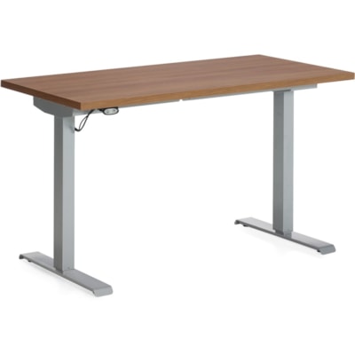Global Foli PH3T3060 Standing Desk - Winter Cherry Rectangle Top - Powder Coated Silver T-shaped Base - 2 Legs - 220 lb (99.79 kg) Capacity - 22.6" (574.04 mm) to 48.6" (1234.44 mm) Adjustment x 60" (1524 mm) Table Top Width x 30" (762 mm) Table Top Depth x 1" (25.40 mm) Table Top Thickness - 48.6"  HEIGHT ADJUSTABLE TABLE 