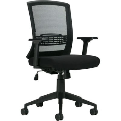 Offices To Go® Toma Synchro-Tilter Chair - Black Fabric Seat - Black Back - Mid Back - Black - 1 Each MEDIUM BACK FABRIC SEAT BLACK MESH BACK