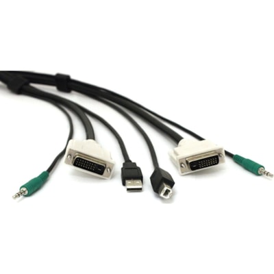 Black Box DVI KVM Cable - USB A-B, 3.5mm Audio, 10-ft. (3.0-m) - 10 ft (3.05 m) KVM Cable for KVM Switch - First End: 1 x 25-pin DVI-D Digital Video - Male, 1 x Mini-phone Audio - Male, 1 x 4-pin USB 2.0 Type A - Male - Second End: 1 x 25-pin DVI-D Digital Video - Male, 1 x Mini-phone Audio - Male,  USB 1 DualLink DVI 1 Audio 10F T