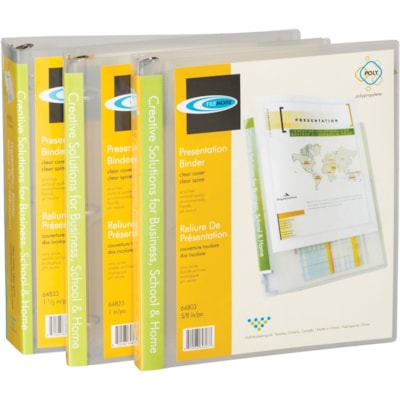 VLB Presentation Binder - 1 1/2" (38.10 mm) Binder Capacity - Letter - 8 1/2" (215.90 mm) x 11" (279.40 mm) Sheet Size - Pocket(s): Front - Poly - Clear - Spine Label - 1 Each 1.5" CAPACITY  INSIDE POCKET FRONT SPINE AND BACK POCKETS