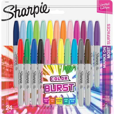 Sharpie Color Burst Permanent Marker - Fine Marker Point - Pink Ink - 24 / Pack PERMANENT MARKERS 