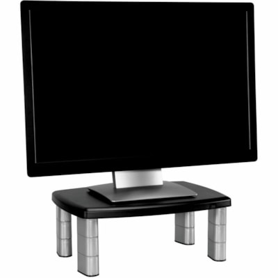 3M Premium Adjustable Monitor Stand - Up to 21" (533.40 mm) Screen Support - 80 lb (36287.39 g) Load Capacity - CRT, LCD Display Type Supported - 5.80" (147.32 mm) Height x 12" (304.80 mm) Width - Freestanding - Polystyrene - Black, Silver ver Black - Easily adjust your  LCD monitor or note