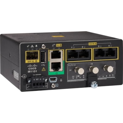 Cisco IR1101 Integrated Services Router Rugged - 5 Ports - 5 RJ-45 Port(s) - Management Port - 2 - Gigabit Ethernet - Wall Mountable - 5 Year TED 